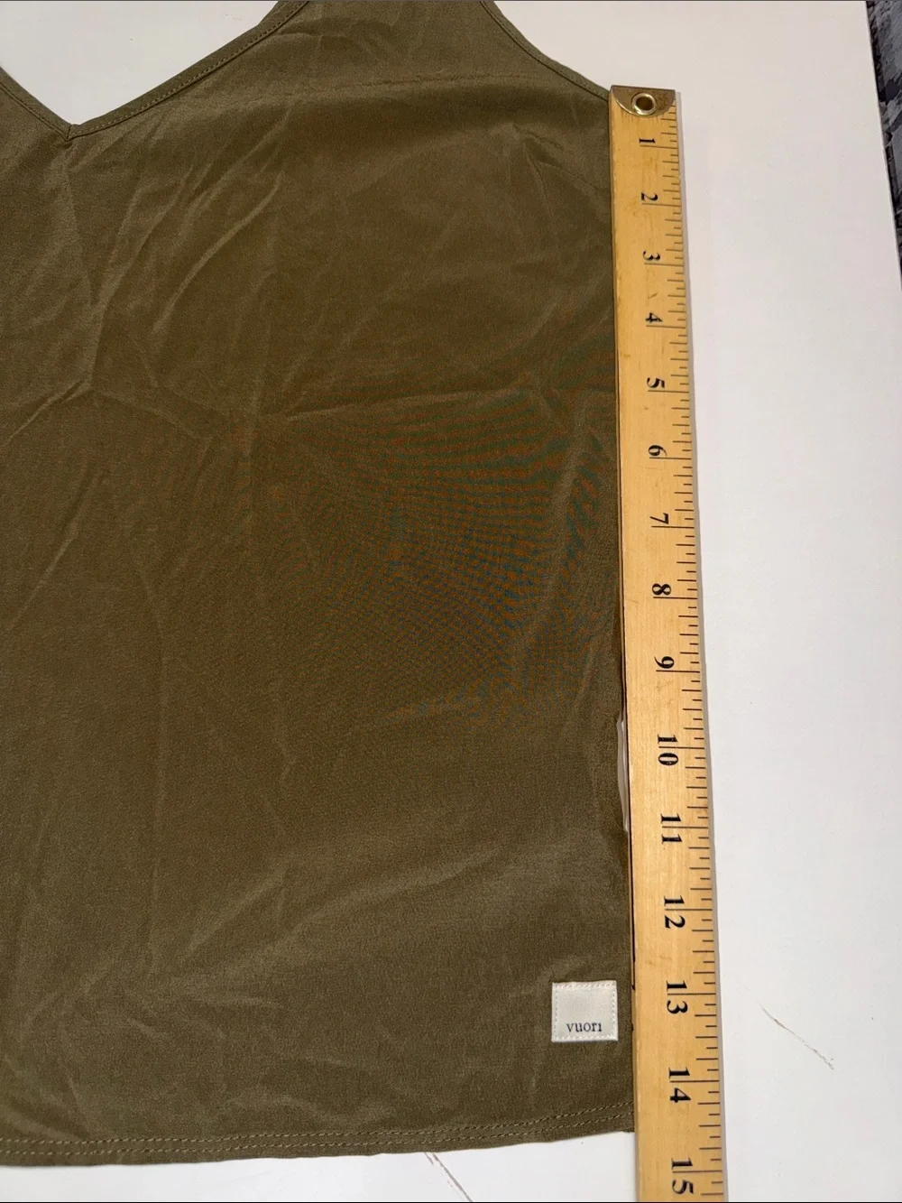 VUORI Olive Green V-Neck Spaghetti Strap Top